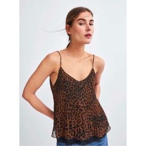 *ZARA* Leopard Chiffon Sleeveless V-Neck Top